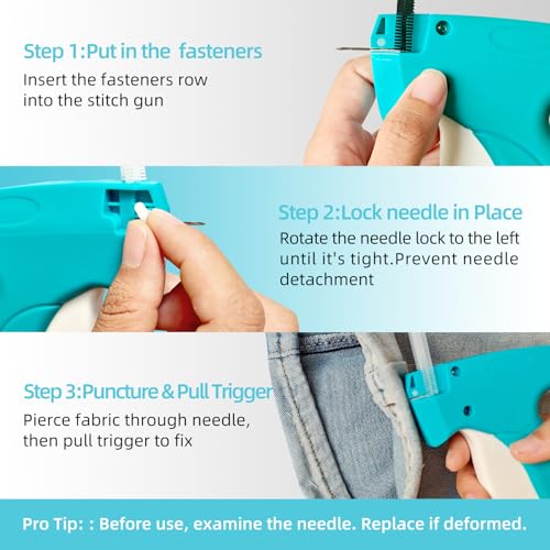 Mini Stitch Gun for Clothes, Tagging Gun & Easy Stitch Hemming Gun for Clothing, Quick Cloth Fixer Tool Kit with 2 Needles, 1500 Black & 1500 White Plastics Fasteners