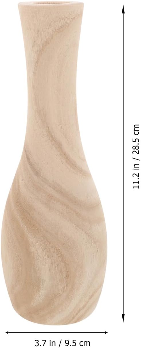 STOBAZA Rustic Small Wood Flower Vase for Dried and Artificial Arrangements Smooth Wooden Craft Decorative Vase for Office Home Wedding and Party Table Display