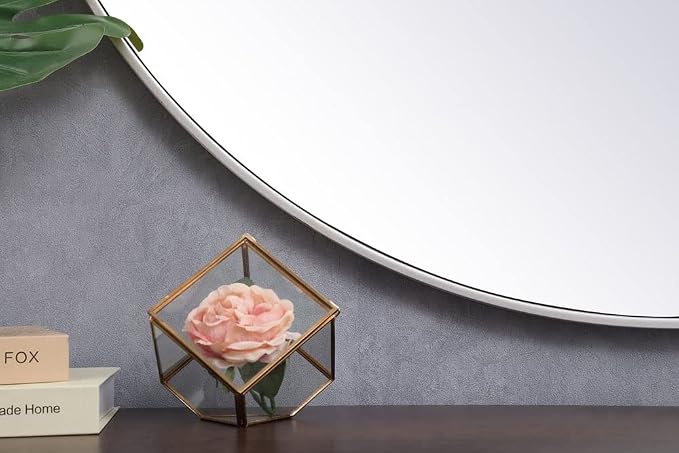 Elegant Decor Eternity 45" Round Mid Century Metal Frame Mirror in Black