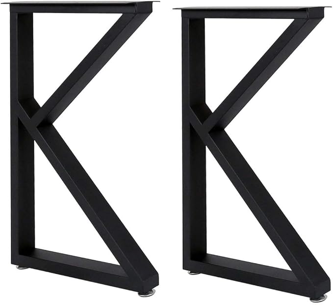 TIEOU Metal Legs for Table K Shape 28" H Tall Industrial Black Table Legs Heavy Duty Metal Desk Legs Set of 2(Without Boards)