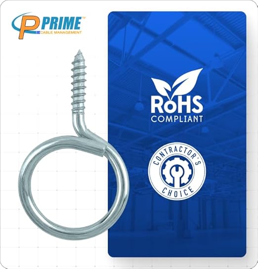 Heavy Duty Bridle Rings 100 Pack – 1-1/4 Inch Wood Screw Cable Support Hangers | Zinc-Plated Steel Threaded Cable Rings for Low Voltage Cable Management (Electrical & Network Wire Organizer)