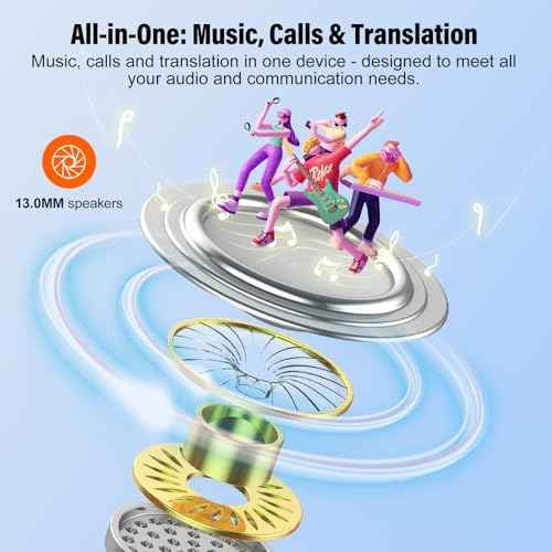 AI Language Translation Earbuds, 3-in-1 Translator Earbuds Real Time with 7 Translation Modes, with Audio and Video Call, 164 Language Bluetooth 5.3 Headphones Translating Device, Dark Blue