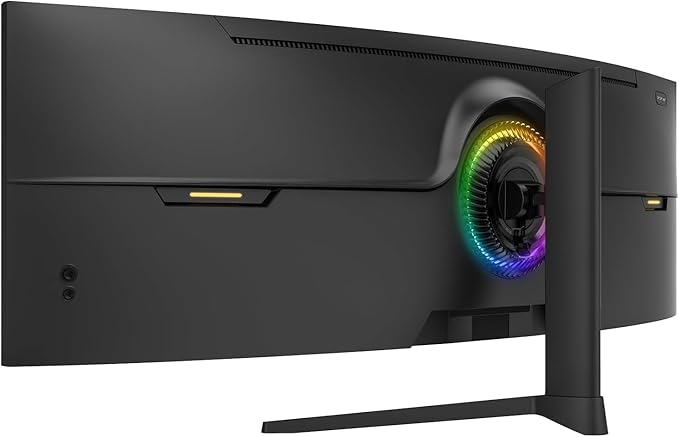 ZZA 49-Inch Ultra-Wide DQHD Curved Gaming Monitor | 5120x1440, 1500R, 165Hz, AMD FreeSync, 120% sRGB, Height Adjustable, HDMI 2.1/DP 1.4 Wall Mountable- Black