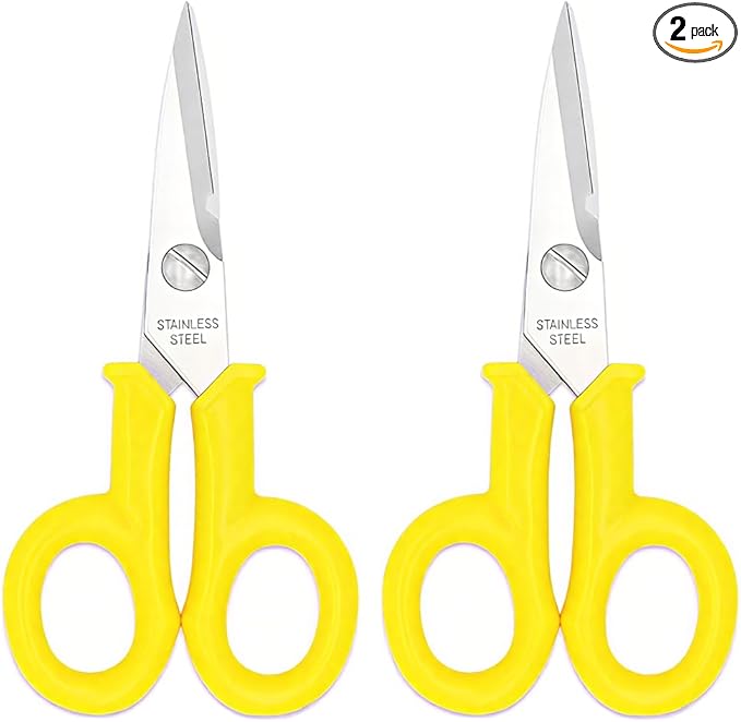 CATXNY Small Scissors 2 Pack All Purpose 6 Inch Heavy Duty Scissors with Power Notch, Ultra Sharp Blades, Great for Sewing, Craft, Home, Office and School, Yellow