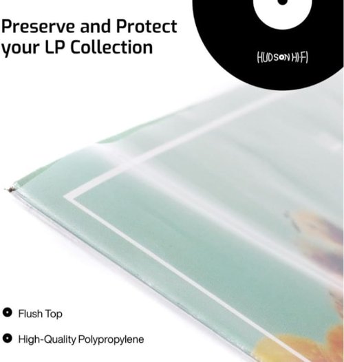 Hudson Hi-Fi Vinyl Jacket Sleeves - 100 Pack of Archival-Grade, Crystal Clear, Anti-Static & Acid-Free