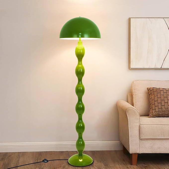 Green Floor Lamp Mushroom Lampshade,Vintage Floorlamp,Unique Lamps for Living Room Bedroom,Retro Tall Standing Lamp for Study,Girl's Room,Office,Apartment,Home Decor,Pretty Lamps Floor,Mid Century