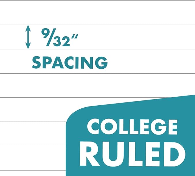 7-Hole Lined Filler Paper Pack of 100 Sheets for Mini Binders, College Ruled, 5-1/2" x 8-1/2", White