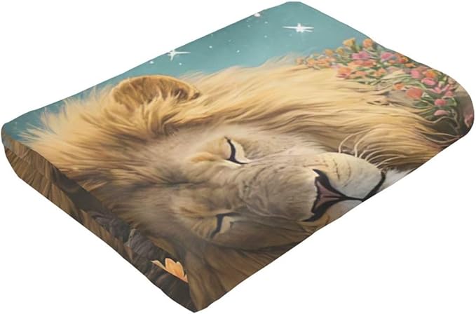 Lion Blanket Lion Throw Blanket Animal Soft Cozy Fleece Fuzzy Stuffed Plush Flannel Gifts for Girls Women Boys Kids Adults 60"X80"