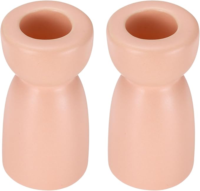 uxcell 2 Pack Candlestick Holder Light Pink Ceramic Taper Candle Holder Candle Stand Holders Modern Style Decoration for Centerpiece Tabletops Anniversary