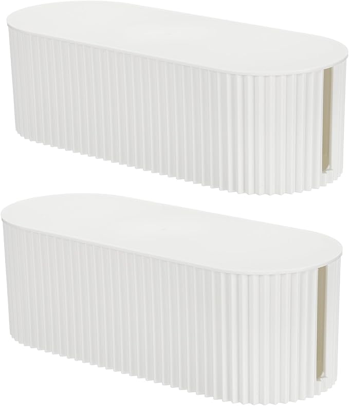 YOKIVE Cable Management Box, Cord Hider Organizer Decorative Strip Storage Box Desk Accessories for TV Computer Cords Home, Office, White, 2 Pcs