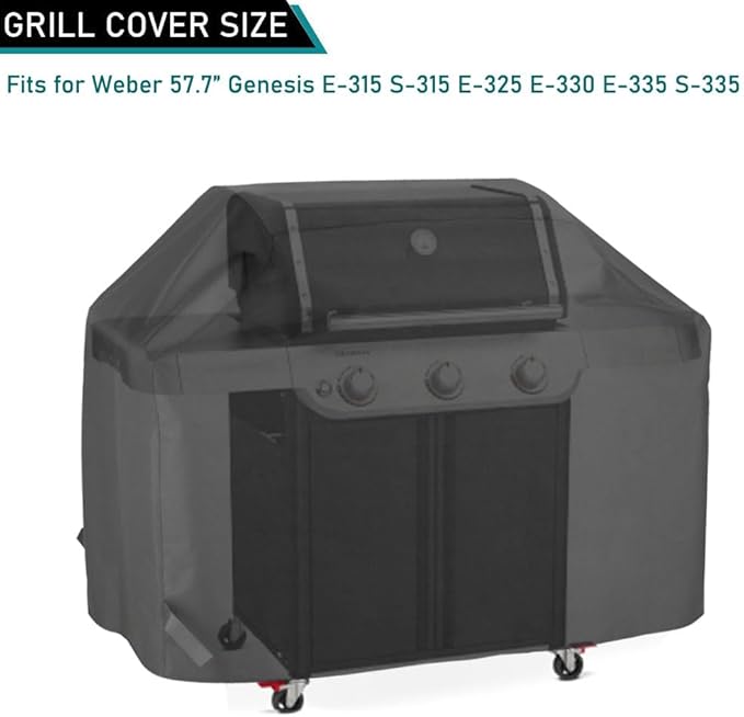 ZJYWSCH Grill Cover for Weber Genesis E-315 S-315 E-325 E-330 E-335 S-335 3-Burner Gas Grill Outdoor Waterproof, for Weber Genesis E315 S315 E325 E330 E335 S335 Gas Grill