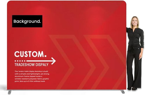 Customize Trade Show Backdrop - Tension Fabric Display for Booths, Exhibitions & Events | 7.5x16.5FT Double-Sided