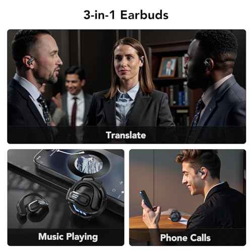 ERAZER X8 AI Language Translation Earbuds, Real-Time Translator Earbuds for 135 Languages, 3-in-1 Two-Way Translation Device with APP for iOS&Android, Translation Headphones for Travel Business