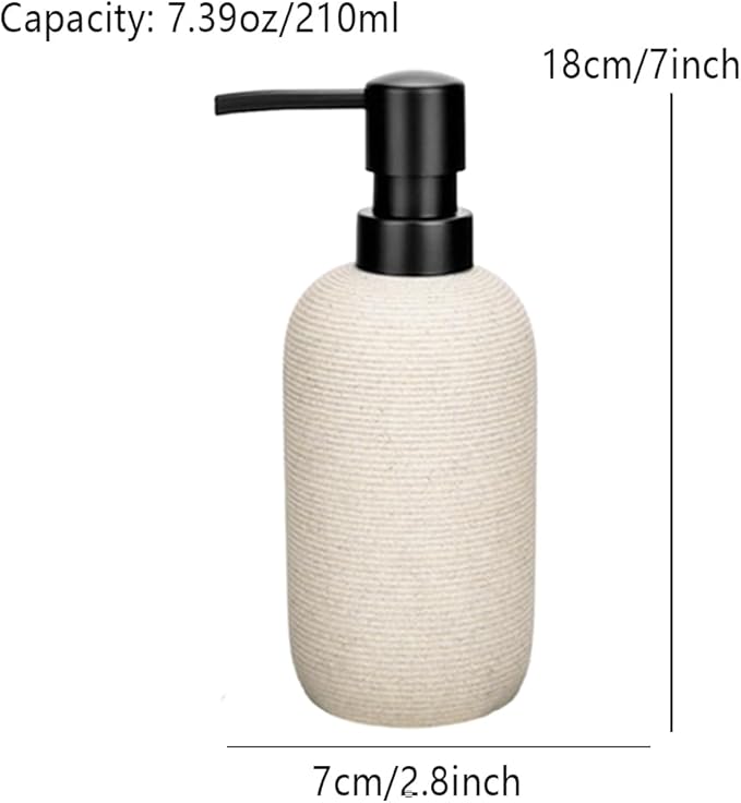 1pcs Hand Soap Dispenser Set, Sandstone Textured Resin Liquid Soap Dispenser for Bathroom Countertop, Heavy & Sturdy Dish Wash Soap Dispenser for Kitchen, Matte Beige