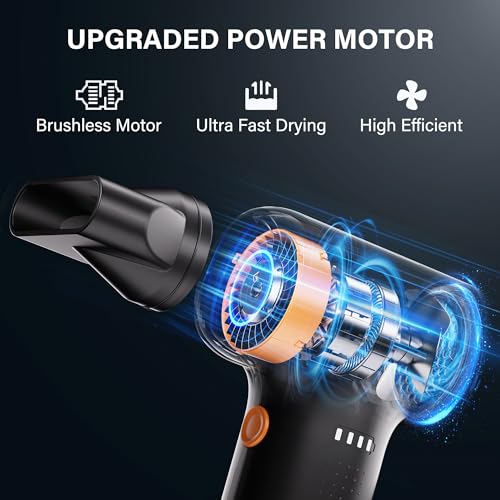 Compressed Air Duster, 260000RPM Electric Compressed Air Duster with Brushless Motor - 3-Speed Adjustable, Replaces Compressed Air Cans for Keyboard, Computer & Outdoor Cleaning (Black)