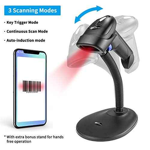 NetumScan Bluetooth CCD Bar Code Scanner with Stand, 3-in-1 Handheld Automatic 1D Barcode Reader Barcode Scanner for Computer, Tablet, iPhone, iPad, Android