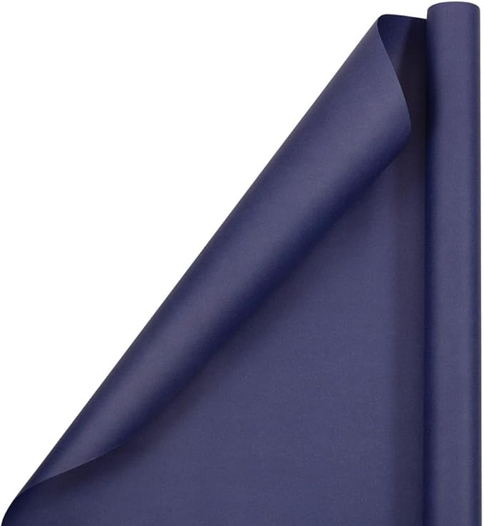 JAM Paper Gift Wrap - Matte Wrapping Paper - 100 Sq Ft Total - Matte Presidential Blue - 4 Rolls/Pack
