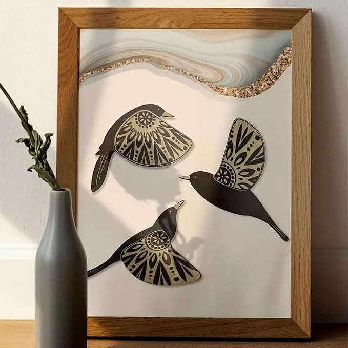 NOIAFZY 3Pcs Vintage-Style Wooden Flying Birds Wall Art Set for Home Decor Bedroom Holiday Decorations