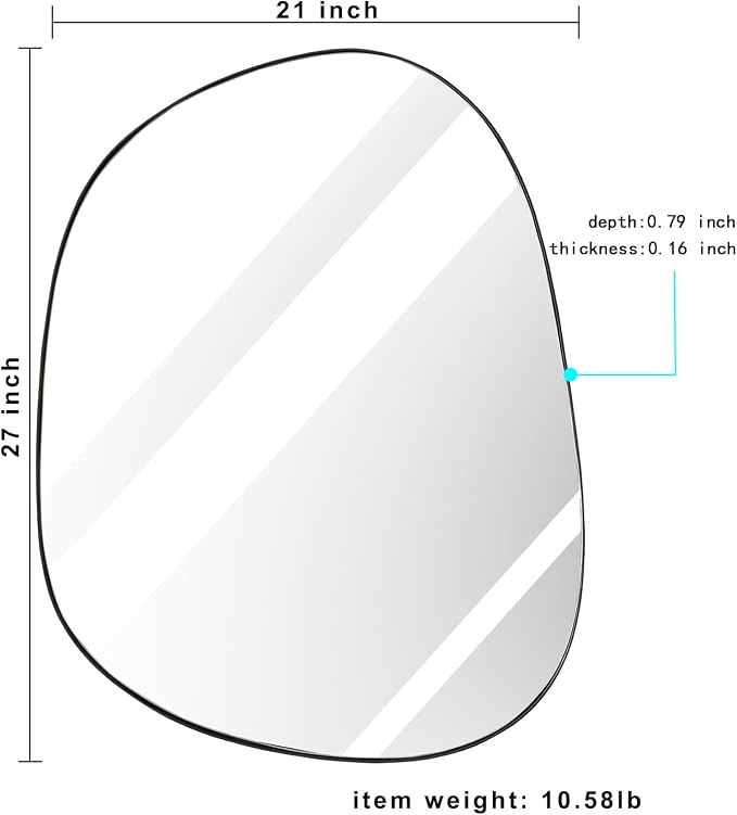 ELEHUME Asymmetrical Wall Mirror for Decor 21"*27", Modern Black Framed Wall Mirror for Living Room Bathroom Bedroom Entryway ELE-STOU-0065B