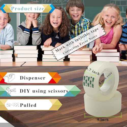 Invisible Tape, Writable Tape Repairing Tape Wall Safe Tape Gift Wrap Tape, 12 Rolls