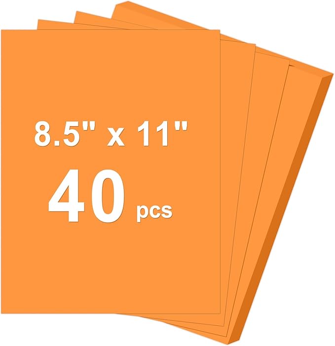 40 Sheets Cardstock 8.5x11, 65lb Fluo Orange Card Stock, Construction Paper, 180gsm Thick Printer Paper for Printing, Painting, Card Making, Kids School Supplies,Party Decorations