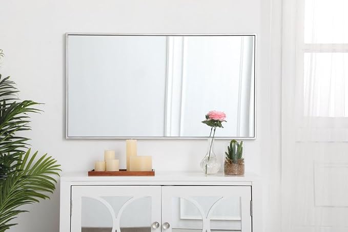 Elegant Decor Eternity 36" x 20" Contemporary Metal Frame Mirror in Black