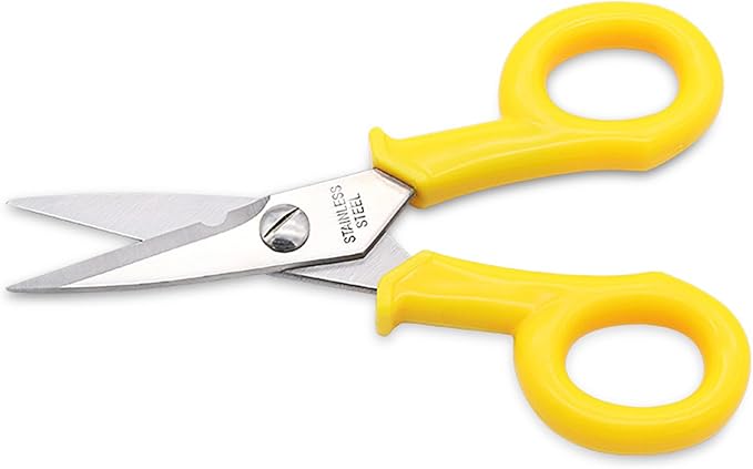 Electricians Scissors Fiber Optic, Electrical Scissor, Heavy-Duty Cable Cutters, 6 inch All Purpose Scissors for Crafting Office,Yellow (1)