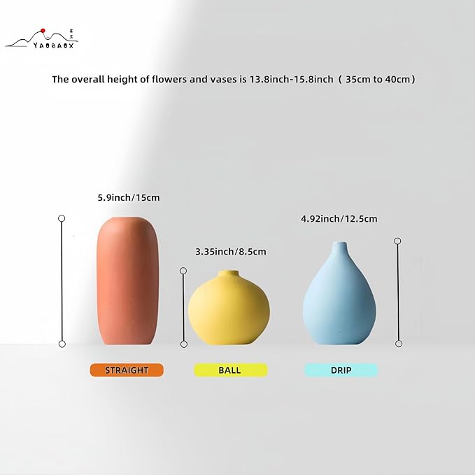 Vase Set of 3, Ceramic Matte Vases Modern Home Table Decor, for Living Room Tabletop, Bedroom, Shelf, Office Bookshelf, Entryway & Coffee Table, Creative Desktop Pieces for Minimalist
