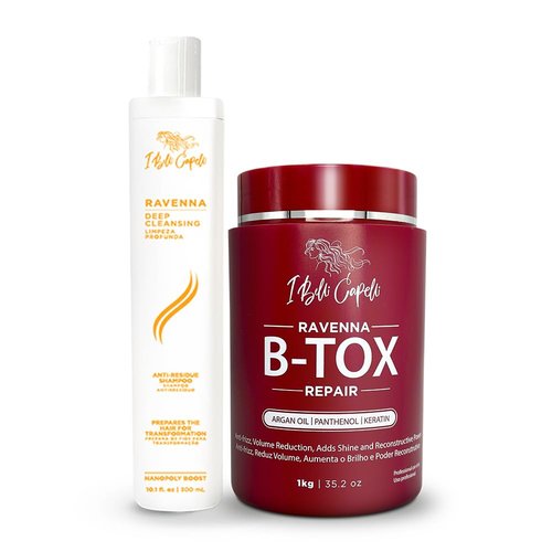 I Belli Capelli Ravenna Hair Treatment Kit - B-tox Hair Mask 1kg + Anti-Residue Shampoo 300ml | Repair & Clarify for Healthier Hair