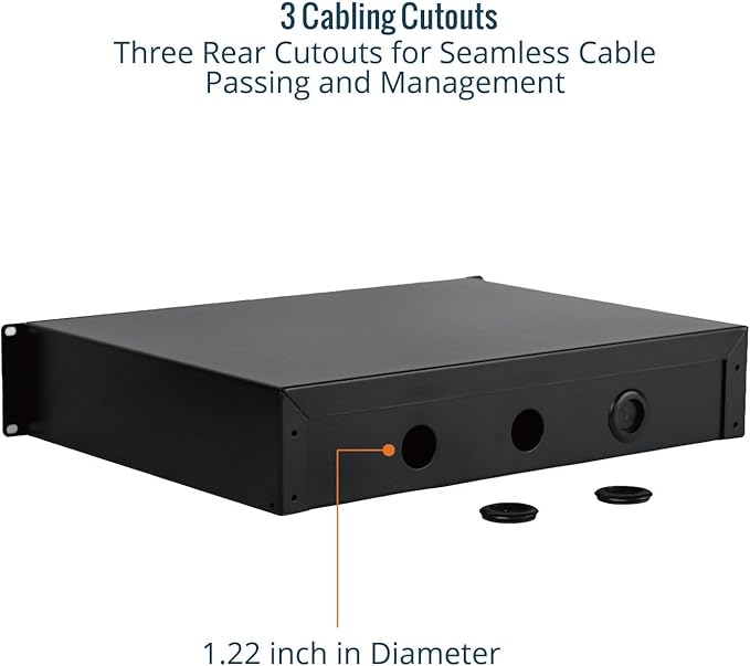 Tecmojo 2U Rack Drawer,Rack Mount Drawer for 19in Network Equipment/Server/AV Rack or Cabinet Enclosure,Sliding and Lockable Server Rack Drawer - Load-Bearing 44lb (20kg),with Cable Management Holes