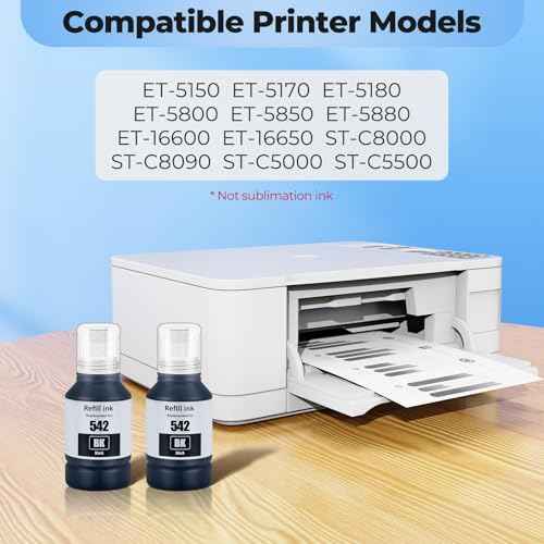 542 Black Ink ET-5880 ET-5850 ET-5150 Replacement for 542 Ink Black for Pro ET-5170 ET-5180 ET-5800 ET-16650 ET-16600 ET5150 ET5170 ET5180 ET5850 ET5800 ET5880 ET16650 Printer, 2 Pack