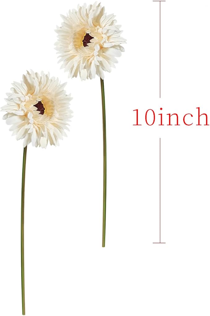 Letjolt Artificial Gerbera Daisy Flowers African Daisy Beige Silk Flowers Home Decorations Faux DIY Bouquet for Wedding Engagement Centerpieces Arrangements