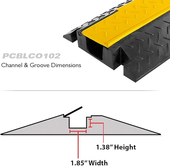 Pyle Durable Cable Protective Ramp Cover - Supports 11000 lbs, Single Channel Heavy Duty Cord Protection with Flip-Open Top Cover, 39.4”x5.11”x1.8” Cable Concealer for Indoor, Outdoor Use - PCBLCO102