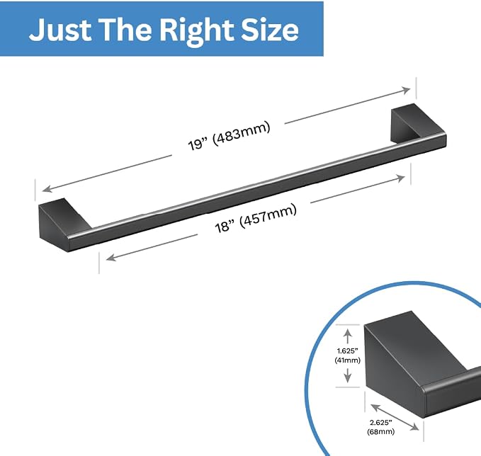 Gatco 5651MX A-Line Towel Bar, 18 Inch, Matte Black
