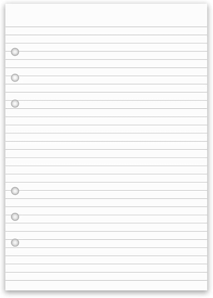 (3 Pack) A5 Lined Paper Refill, 300 Sheets/600 Pages Refill Paper for Large Leather Journal/Filofax Binders, 6 Holes Punched, 100gsm Ruled White Filler Paper, 5.8'' x 8.2''