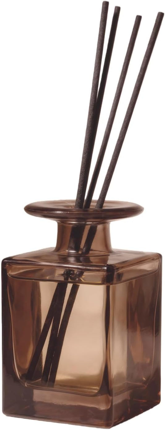 150ML/5OZ Square Amber Glass Diffuser Bottles Empty Refillable Vintage Diffuser Jars Decorative Aromatherapy Containers for Home Office(Excluding Aromatherapy Sticks)