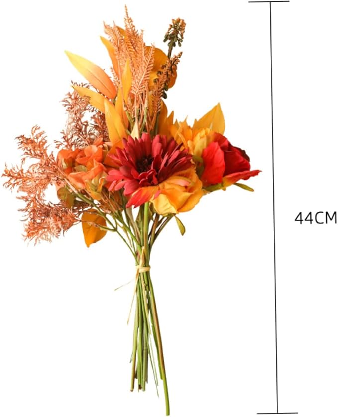Artificial Flower Bouquet Sunflowers Roses, Fall Decor Bridal Bouquets Silk Flowers for Home, Party, Wedding, Porch, 2 Sets