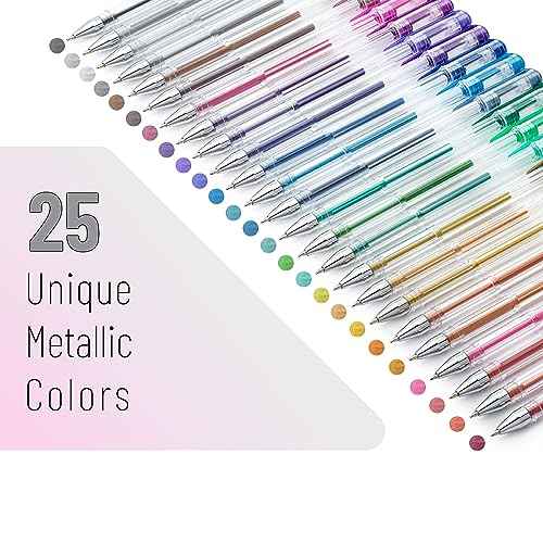 Mr. Pen- Metallic Gel Pens, 25 Unique Metallic Colors, Gel Pens for Adult Coloring Book