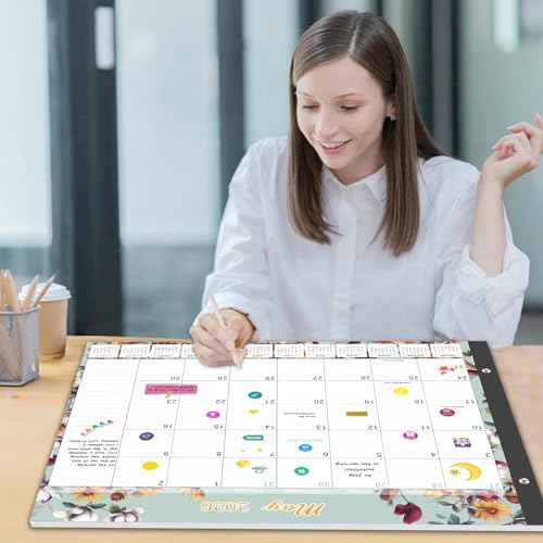 Gannyfer Desk Calendar 2026, Large Desk Calendar 2025-2026 22"x17", 18 Months 2026 Calendar with Plastic Cover, Calendar 2026 for Planning and Organization at Home, School, or Office-State Floral (6 Stickers)