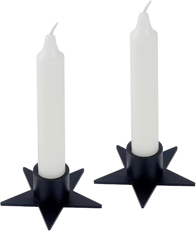 2PCS Pentagram Black Taper Candle Holders, Matte Iron Candlestick Holders Centerpieces for Home Decoration, Wedding Anniversary, Party, Housewarming Gifts.