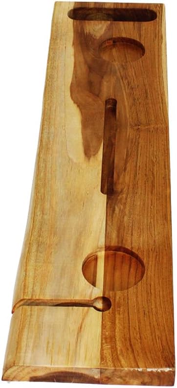 EcoDecors Eleganto 36" Live Edge Solid Teak Bath Caddy Tray with Handle, Book & Tablet Holder, Wine Glass Holders, Luxury Bathtub Tray