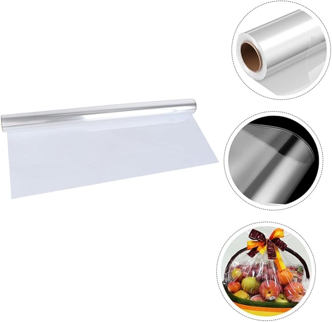 Abaodam Transparent Cellophane Flower Wrapping Paper Mil Thick Tear-resistant Wrap for Floral Bouquets Packaging DIY Material