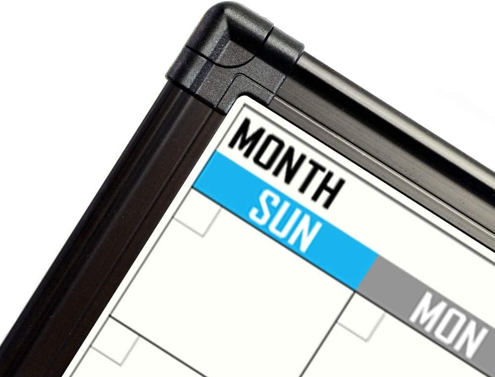 XBoard Dry Erase Calendar | 36" x 24" Magnetic Whiteboard & Corkboard Combo with Push Pins & Marker Tray