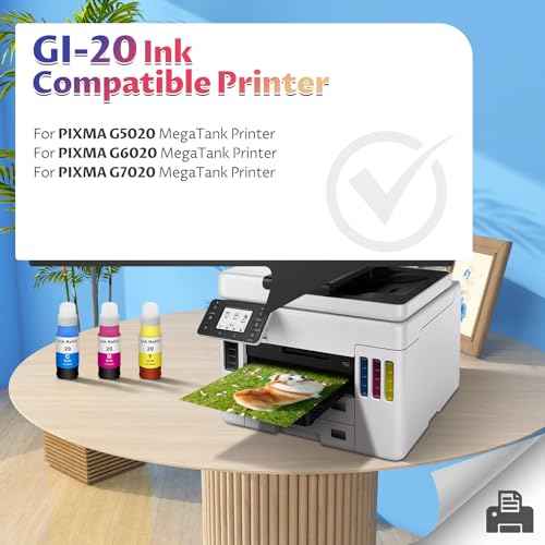 GI-20 G6020 G7020 Color Ink Refill Bottles Compatible with Canon 20 GI-20 GI20 GI 20 Color Ink Bottles for Canon PIXMA G6020 G7020 G5020 MegaTank Printer Dye Ink, GI20 CMY Cyan Magenta Yellow, 3 Pack