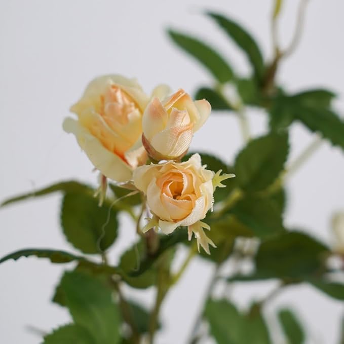 Melorca&Guilla Fake Flowers,6PCS 29" Artificial Rose for Vase, Long Stems Champagne Artificial Flowers Faux Flower Arrangements for Shop Garden Office Home Décor (6, Champagne Rose)