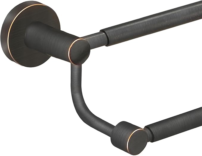 BESy Adjustable 16-26Inches Double Bath Towel Bar for Bathroom SUS304 Stainless Steel Towel Holder, Hotel Style Wall Mount with Screws Hand Towel Bar Towel Rack Rod Hanger, Oil Rubbed Bronze