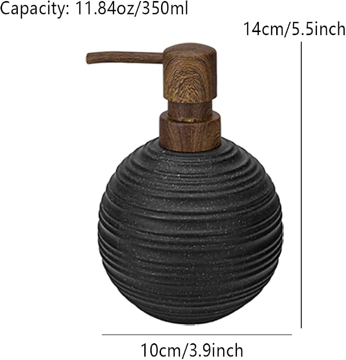 2pcs Hand Soap Dispenser Set, Sandstone Textured Resin Liquid Soap Dispenser for Bathroom Countertop, Heavy & Sturdy Dish Wash Soap Dispensers for Kitchen, Matte Black