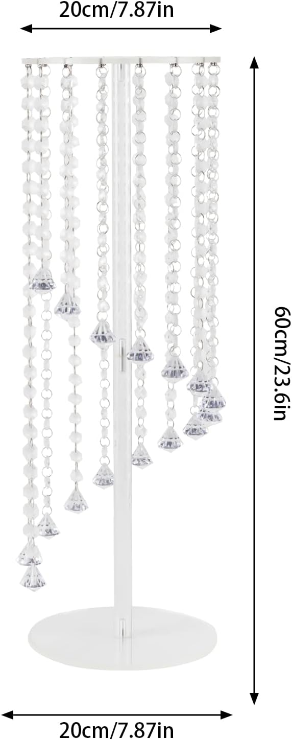 10 Pcs 23.6 Inch Acrylic Crystal Flower Stands, Tall Wedding Centerpieces for Tables with Crystal Chains, Clear Modern Flower Vase Stands for Party Event Home Hotel Decor