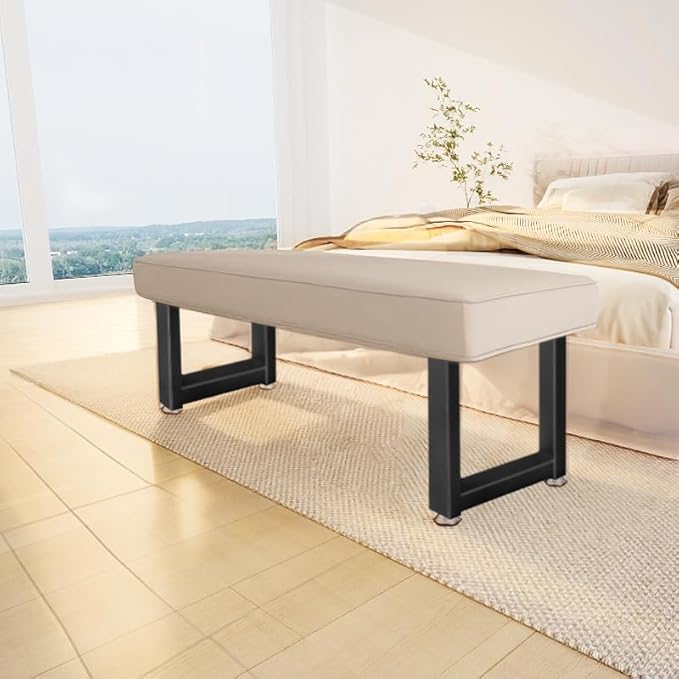 20" Metal Table Legs with Adjustable Protector Feet, Heavy Duty Furniture Legs Set of 2, Modern Desk Feets for DIY Dinning Coffee Tables, Rectangle Shape (20”H x 13”W)
