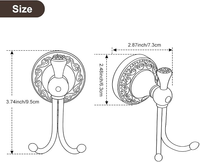 Brass Towel Hook, Antique Brass Bathroom Robe Hooks, Double Rustic Towel Hooks Bath Farmhouse Coat Clothes Hook Wall Mounted for Bathroom Kitchen Washroom Bedroom
